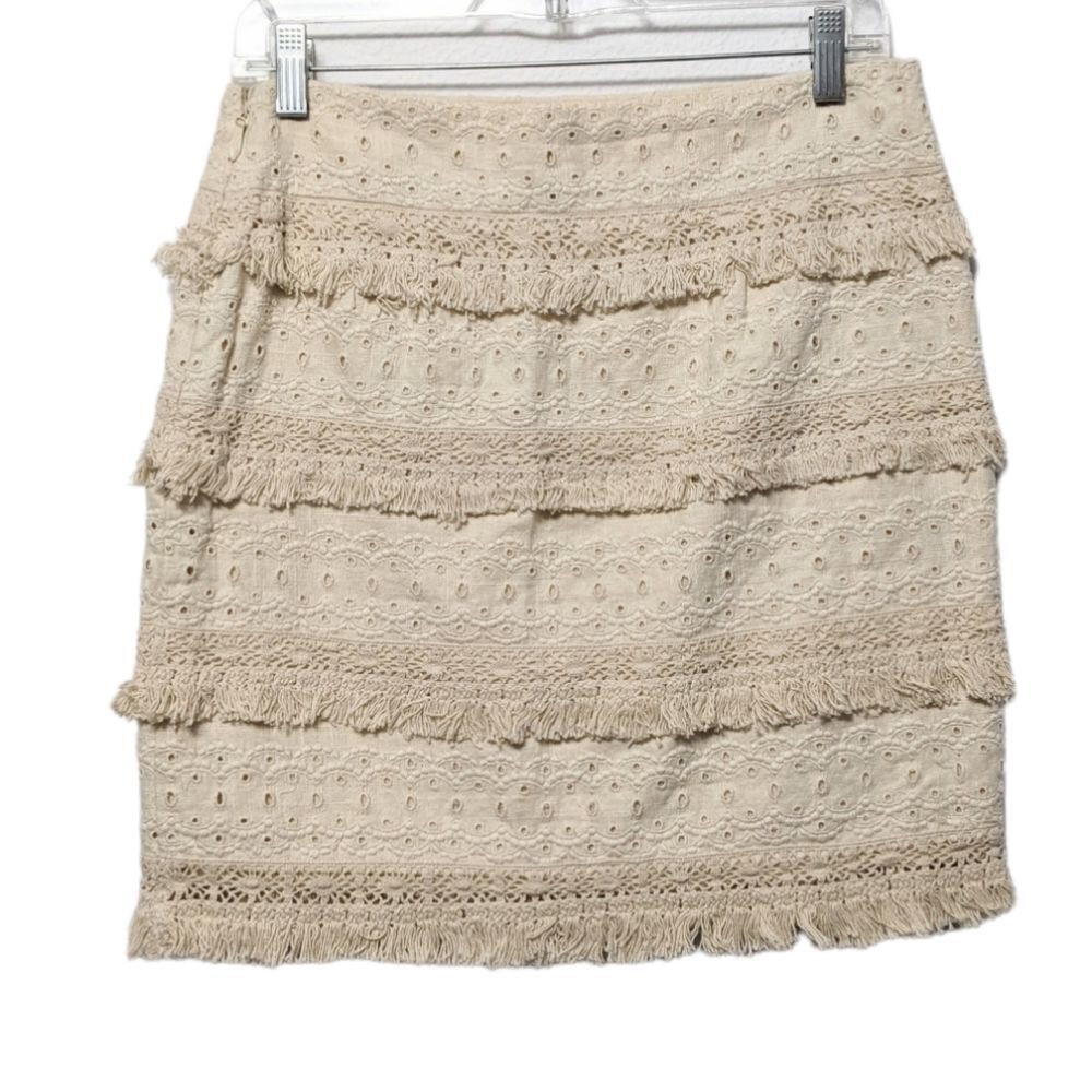 Anthropologie HD IN PARIS Crochet Eyelet Fringe Skirt 4 - Picture 4 of 6
